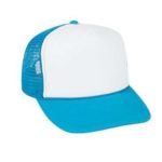 Blue and White Otto Cap; Neon 5 Panel High-Crown Mesh Back Trucker Hat