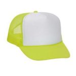 Yellow and White Otto Cap; Neon 5 Panel High-Crown Mesh Back Trucker Hat