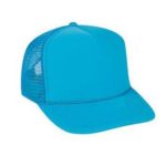 Neon Blue Otto Cap; Neon 5 Panel High-Crown Mesh Back Trucker Hat