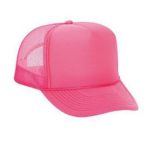 Neon pink Otto Cap; Neon 5 Panel High-Crown Mesh Back Trucker Hat