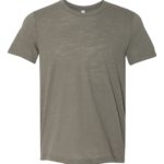 Olive Slub Front High Unisex Texture T-Shirt