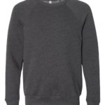 Dark Grey Heather Front High unisex Sponge Fleece Raglan Sweatshirt