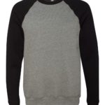 Deep heather Black Front High nisex Sponge Fleece Raglan Sweatshirt