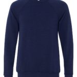 Navy Triblend Front High unisex Sponge Fleece Raglan Sweatshirt