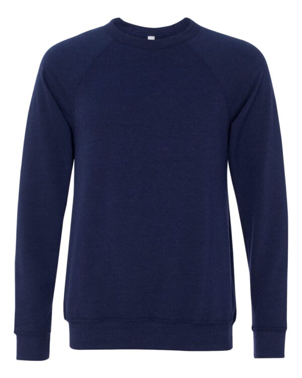 Navy Triblend Front High unisex Sponge Fleece Raglan Sweatshirt