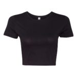 Black Front High Women’s Poly-Cotton Short Sleeve Crop T-Shirt