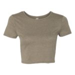 Heather Olive Front High Women’s Poly-Cotton Short Sleeve Crop T-Shirt