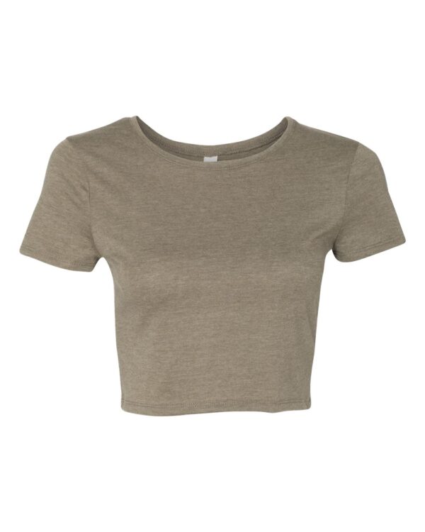 Heather Olive Front High Women’s Poly-Cotton Short Sleeve Crop T-Shirt