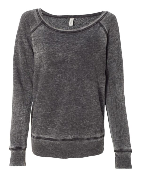 Grey Acid Wash Women’s Sponge Fleece Wide Neck Sweatshirt