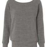 Grey Triblend Front High Women’s Sponge Fleece Wide Neck Sweatshirt