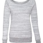 Light Grey marble Front High Women’s Sponge Fleece Wide Neck Sweatshirt