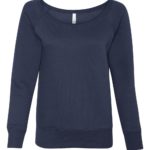 Navy Front High Women’s Sponge Fleece Wide Neck