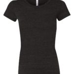 Charcoal Black Triblend Front High Women’s Short Sleeve Triblend T-Shirt