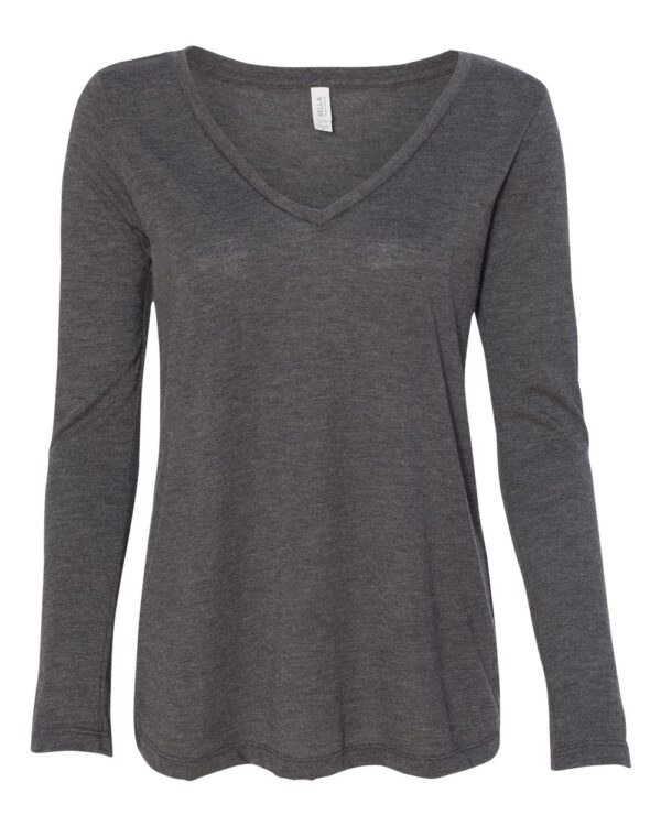 BELLA + CANVAS Women’s Flowy Long Sleeve V-Neck T-Shirt
