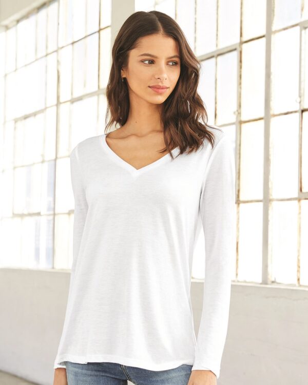 BELLA + CANVAS Women’s Flowy Long Sleeve V-Neck T-Shirt
