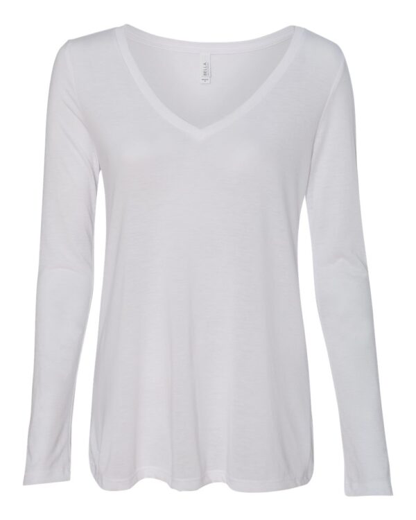 BELLA + CANVAS Women’s Flowy Long Sleeve V-Neck T-Shirt