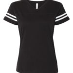 LAT Apparel Women’s Football V-Neck Fine Jersey T-Shirt