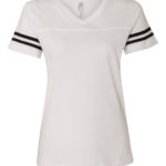 LAT Apparel Women’s Football V-Neck Fine Jersey T-Shirt