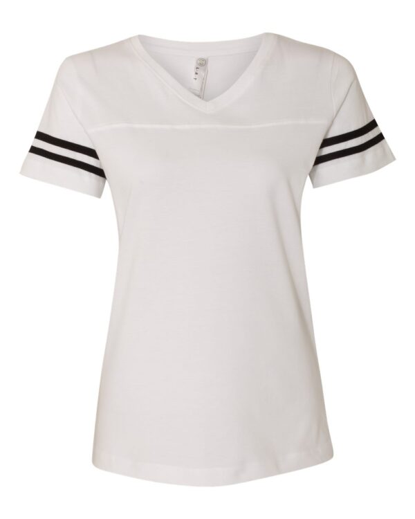 LAT Apparel Women’s Football V-Neck Fine Jersey T-Shirt