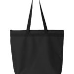 Black Front High Liberty Bags; Recycled Zippered Tote