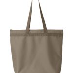 Khakhi Front High Liberty Bags; Recycled Zippered Tote