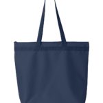 Navy Front High Liberty Bags; Recycled Zippered Tote