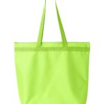 Neon Green Front High Liberty Bags; Recycled Zippered Tote
