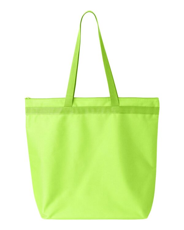 Neon Green Front High Liberty Bags; Recycled Zippered Tote