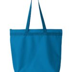 Turquoise Front High Liberty Bags; Recycled Zippered Tote