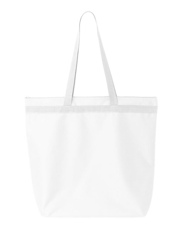 White Front High Liberty Bags; Recycled Zippered Tote