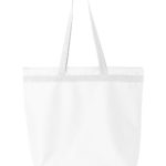 White Front High Liberty Bags; Recycled Zippered Tote