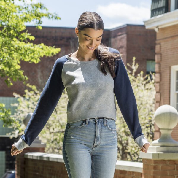 MV Sports; Camila Cropped Colorblock Crew-Neck Sweatshirt